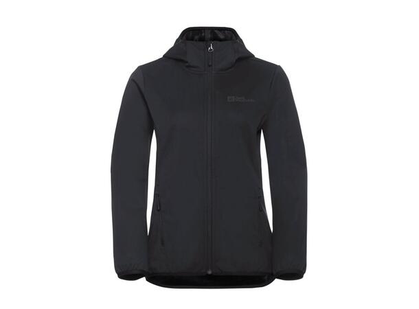 JW Windhain Hoody W Sort M Jack Wolfskin Softshell hettejakke dame 