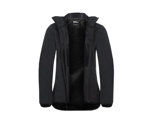 JW Windhain Hoody W Sort M Jack Wolfskin Softshell hettejakke dame 
