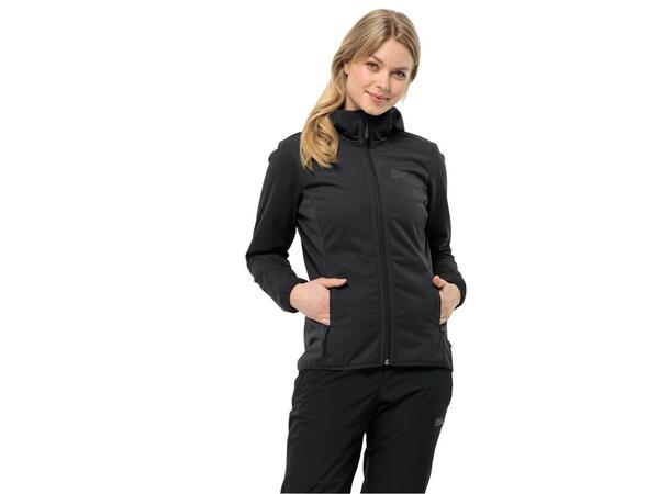 JW Windhain Hoody W Sort M Jack Wolfskin Softshell hettejakke dame 