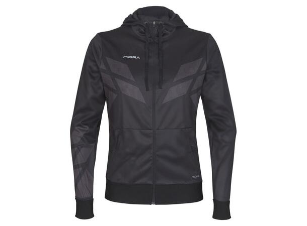 FIBRA Sync Hood Zip Sort S Hettejakke med børstet innside 