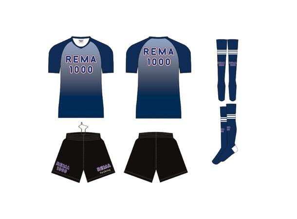 REMA 1000 Fotballset 18 Blå Jr Blå 152 Drakt, shorts og fotballstrømper.
